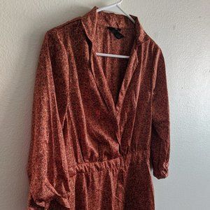 Long-sleeve Orange Collar Dress